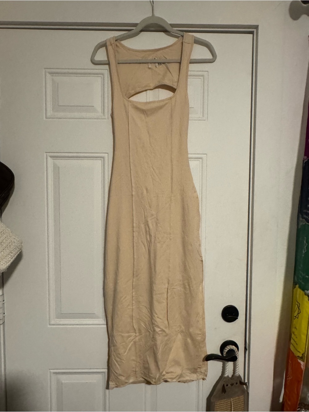 Oh Polly Beige Cutout Midi Dress